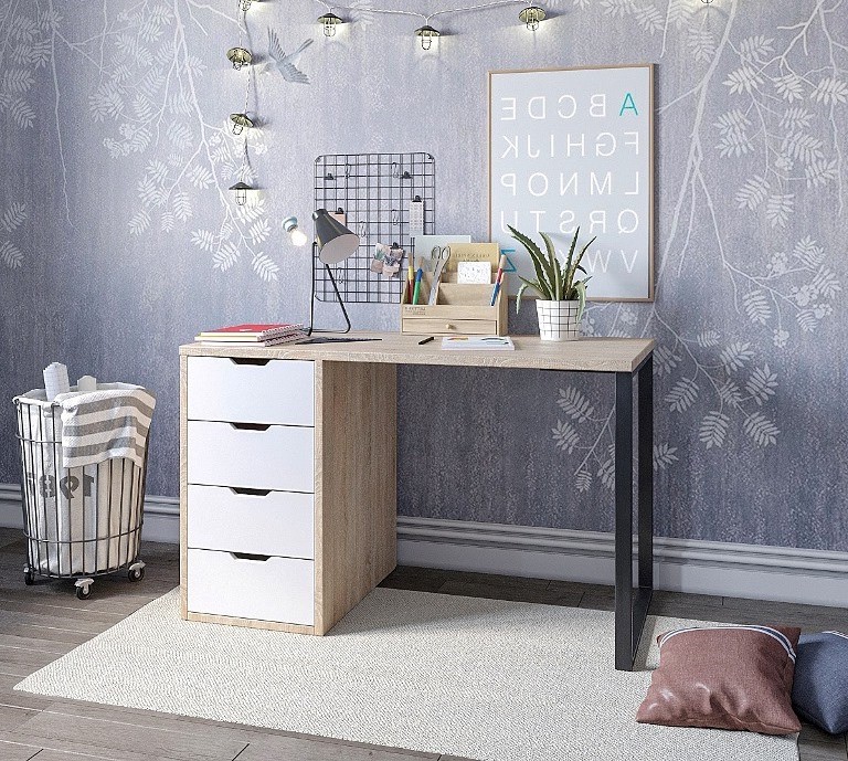 Стол письменный Соло 1200 мм (дуб сонома + белый)