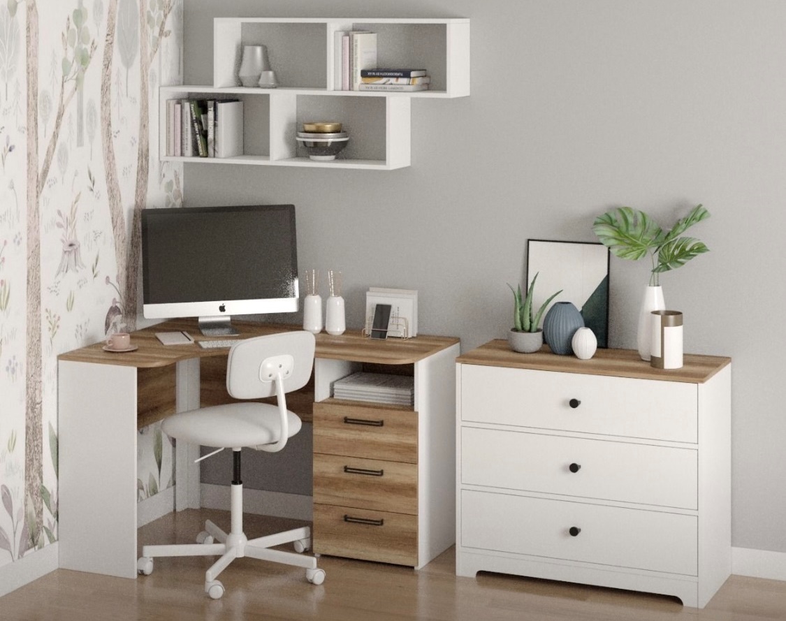 Комплект мебели: стол угловой Твой Стиль + полка Юниор + комод Норд