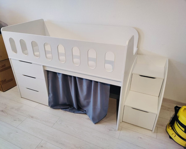 Кровать-чердак Сказка 160х80 (цвет белый) от Династия Kids