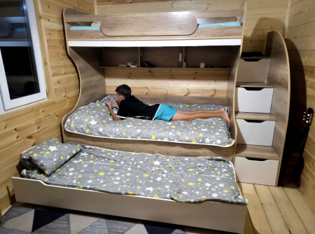 Кровать БИГ 120х200 (дуб сонома+белый)  от Династия Kids