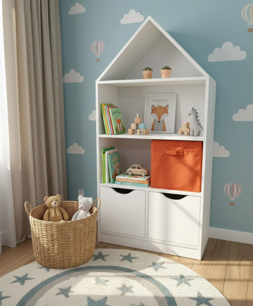 Кровать Малыш 160х80 + стеллаж Домик-3 от Династия Kids