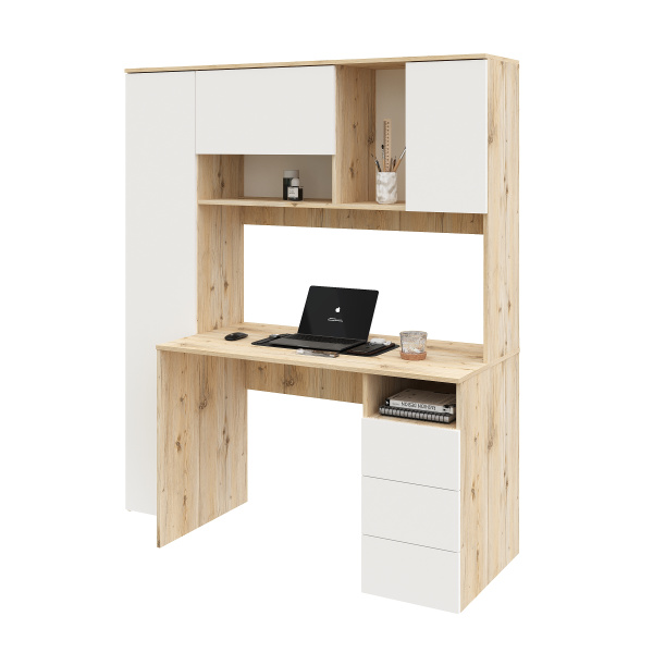 Стол Кабинет 1550 мм (гаскон пайн + белый). Левый/правый от Династия Kids