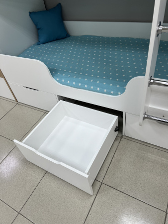 Кровать 2-х ярусная Малыши Двойняшки 180х80 (дуб золотистый + белый) от Династия Kids