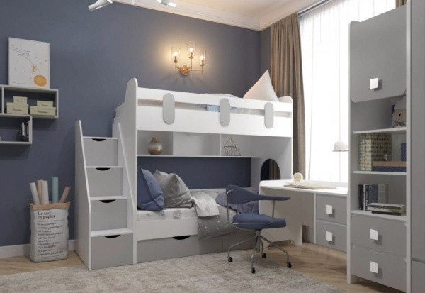 Комплект мебели Юниор-2 с двухъярусной кроватью Фортуна