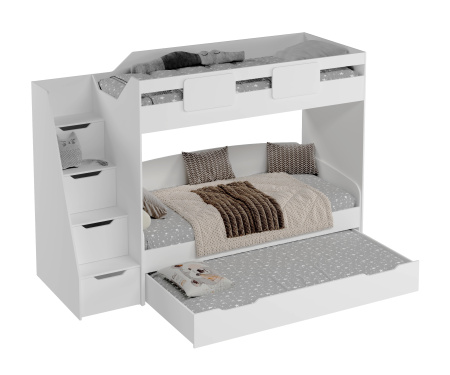 Кровать-чердак Мозаика-2 + кровать Двушка (цвет белый) 190х90 от Династия Kids
