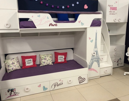 Кровать-чердак коллекции Модница + кровать 190х90 Модница от Династия Kids