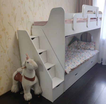 Двухъярусная кровать Фортуна 200х90 (цвет белый) от Династия Kids