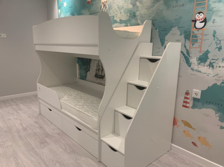 Двухъярусная кровать Альфа 190х80 с бортиком от Династия Kids
