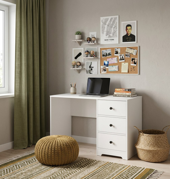 Кровать 2-х ярусная Умка-4 + стол Норд + полка Юниор + перегородка для зонирования от Династия Kids