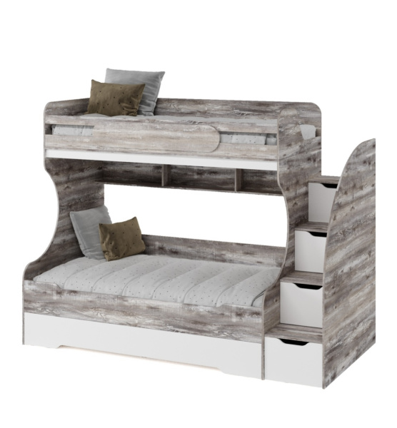 Кровать БИГ 120х200 (бетон пайн + белый) от Династия Kids