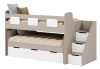 Кровать 2-х ярусная Городок 190х90 + 180х80  (дуб золотистый + белый) от Династия Kids