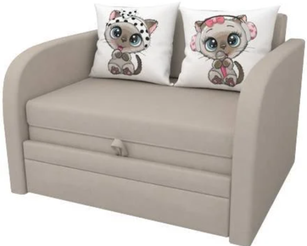 Выкатной диван Малыш Карамель 1100 мм + 2 подушки с принтом