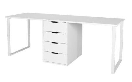 Стол Дуэт 2000 мм (белый + опоры белые). Столешница 22 мм от Династия Kids