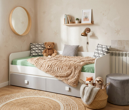 Кровать 190х90 коллекции Юниор-2 (серебро+белый) от Династия Kids