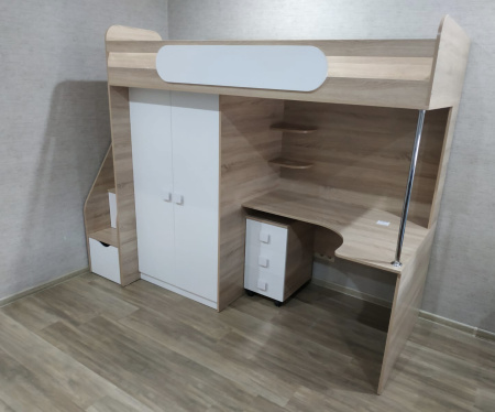 Кровать-чердак Колледж-2 (цвет: велюр) 200х90 от Династия Kids