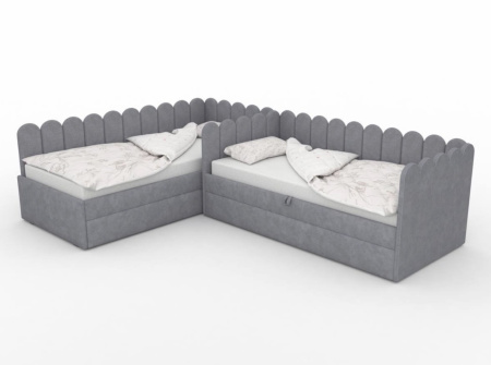 Угловая кровать Элис Грей 90х190 (универсальный угол) с доп.спальным местом