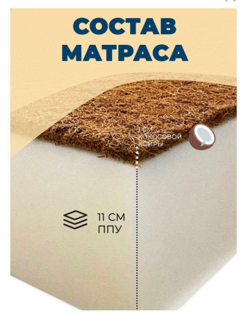 Матрас Эко ППУ + Кокос 190х90 высота 11 см от Династия Kids