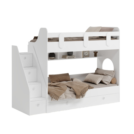 Двухъярусная кровать Фортуна-3 (цвет белый) 190х80 от Династия Kids