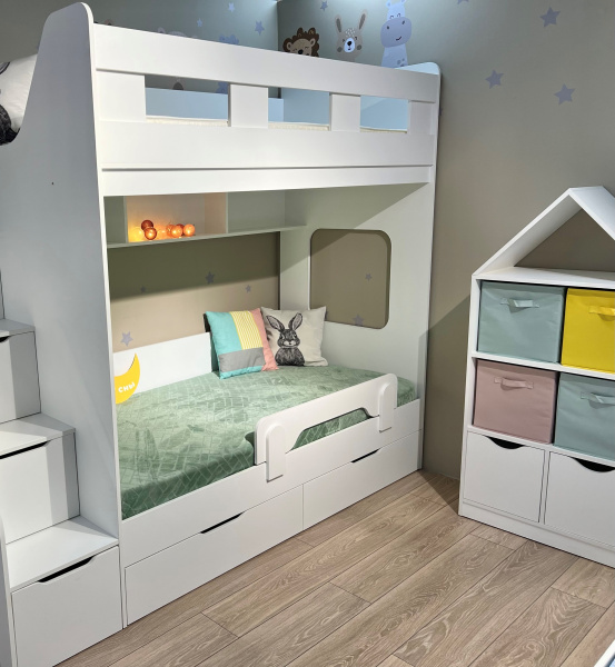 Кровать Квартет 190х90 (шкафы + стеллаж) 