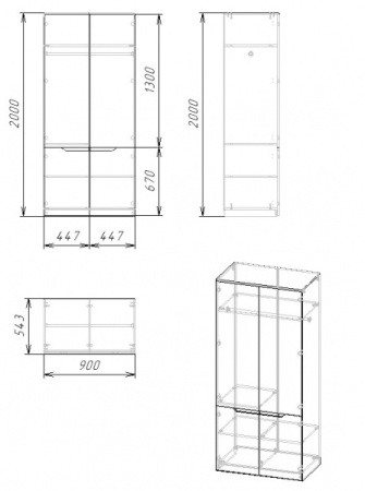 Шкаф гардеробный коллекции Мозаика-2 от Династия Kids