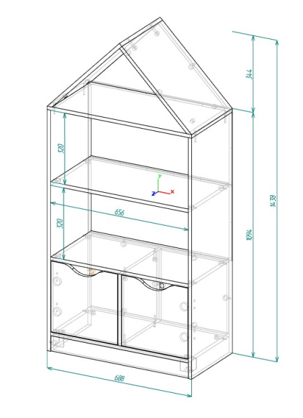 Стеллаж детский Домик-3  от Династия Kids