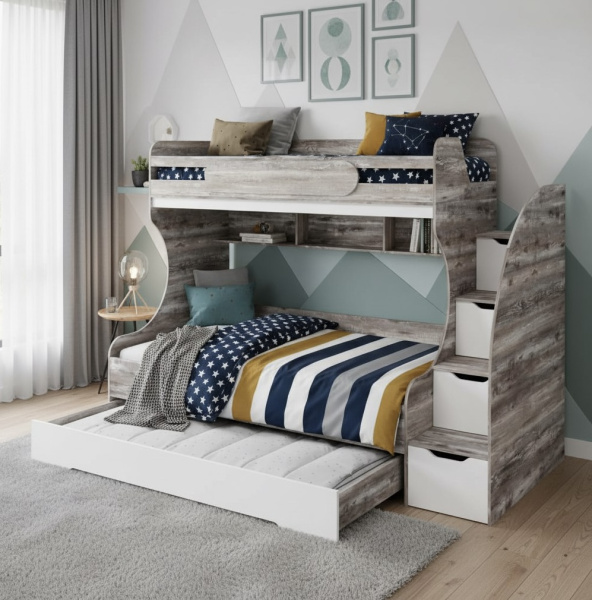 Кровать двухъярусная БИГ 90х200 с доп. спальным местом (цвета разные) от Династия Kids