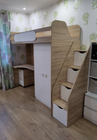 Кровать-чердак Колледж-2 (цвет: велюр) 200х90 от Династия Kids