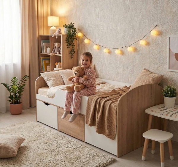 Кровать Малыш 160х80  (дуб сонома + белый)