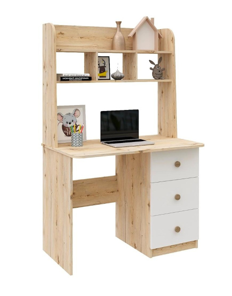 Стол 1000 мм Практик-3 (гаскон пайн + белый). Левый/правый