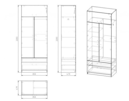 Шкаф коллекции Твой Стиль (с принтом) глубина 479 мм от Династия Kids