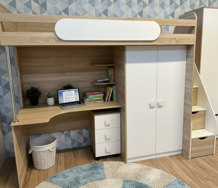 Кровать-чердак Колледж-2 (цвет: велюр) 200х90 от Династия Kids