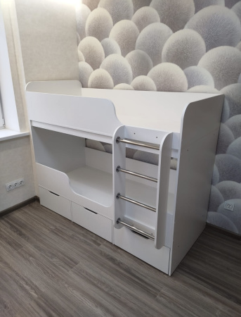 Кровать 2-х ярусная Малыши Двойняшки 180х80 (дуб золотистый + белый) от Династия Kids