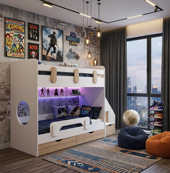 Двухъярусная кровать Фортуна 180х80 (размеры и цвета разные) от Династия Kids