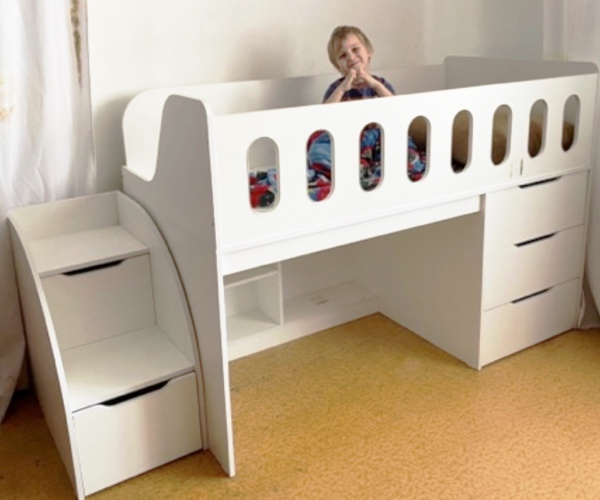 Кровать-чердак Сказка 160х80 (цвет белый) от Династия Kids