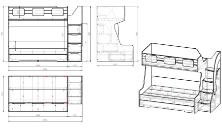 Кровать МЕГА ПРЕМИУМ 120х200 (цвет белый) от Династия Kids