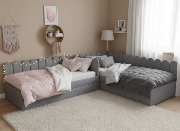Комплект угловых кроватей Элис для 2 детей (цвета разные)