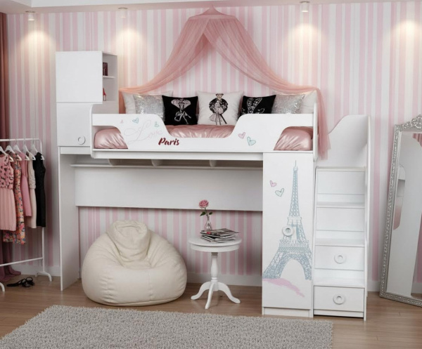 Кровать-чердак 190х80 коллекции Модница New 