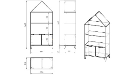 Стеллаж-Домик 6 (цвет: белый) от Династия Kids