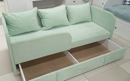 Диван-кровать Кэви (все в комплекте). Велюр Тедди 337 Мята от Династия Kids