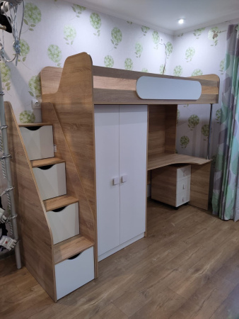 Кровать-чердак Колледж-2 (цвет: велюр) 200х90 от Династия Kids