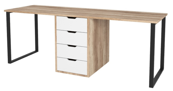 Стол Дуэт 2000 мм (дуб каньон + опоры черные). Столешница 22 мм от Династия Kids