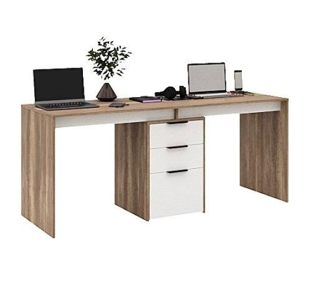 Стол для 2 детей Тандем 1800 мм (корпус дуб каньон + фасады белые) от Династия Kids